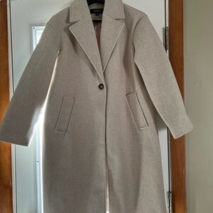CoffeeShop Women's Light Beige Single-Button Wool Trench Coat
